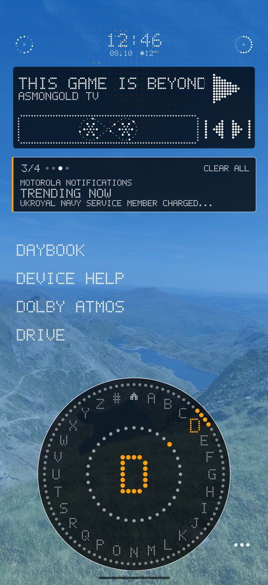 Sense Launcher A–Z wheel
